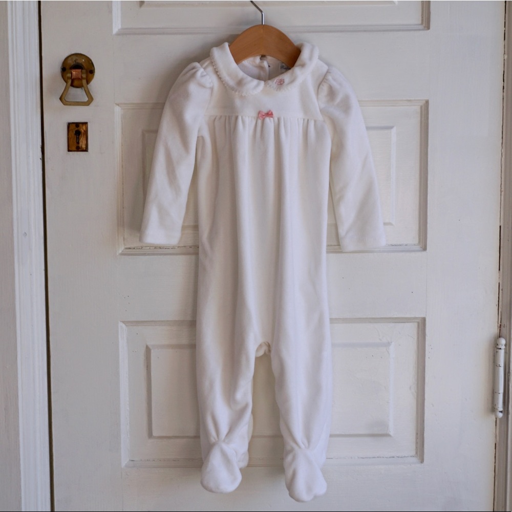 Ralph Lauren White Footie with Pink Bow